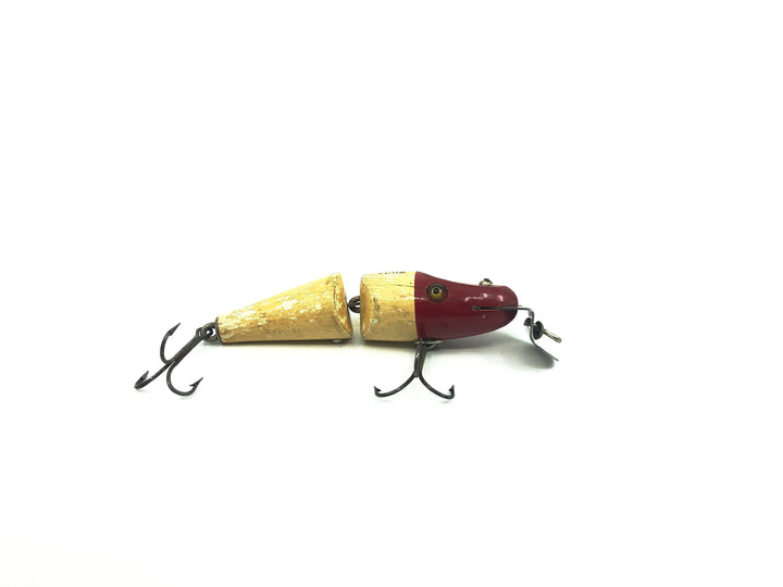 Creek Chub 2700 Baby Jointed Pikie Minnow in Red White Color Wooden Lure Glass Eyes