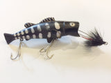 Vintage Buckeye Bug-N-Bass Lure Black Silver Ribs Raised Eye
