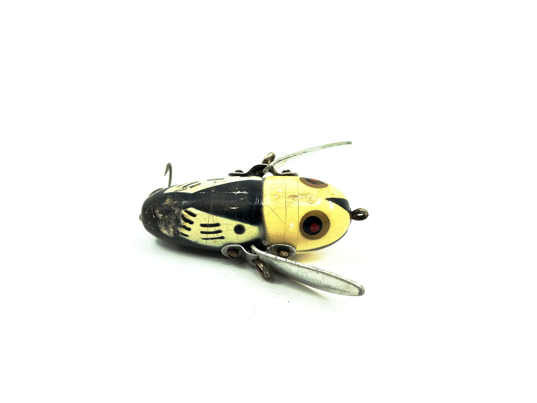 Heddon Wooden Crazy Crawler 2100 BWH Black White Head/Black Hornet Color