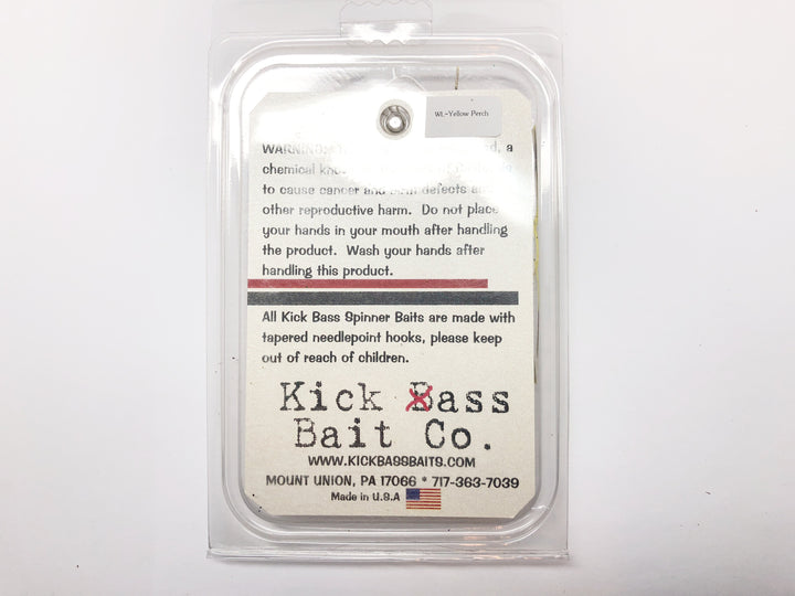 Kick Bass Bait Co 3/8 oz Spinnerbait in WL Yellow Perch Color