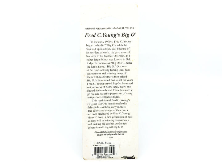 Cotton Cordell Fred Young Original Big O Wooden Lure Perch Color on Card