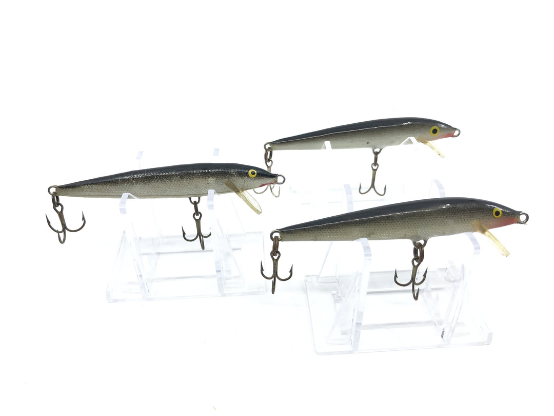 Three Rapala Floating Minnow Black and Silver