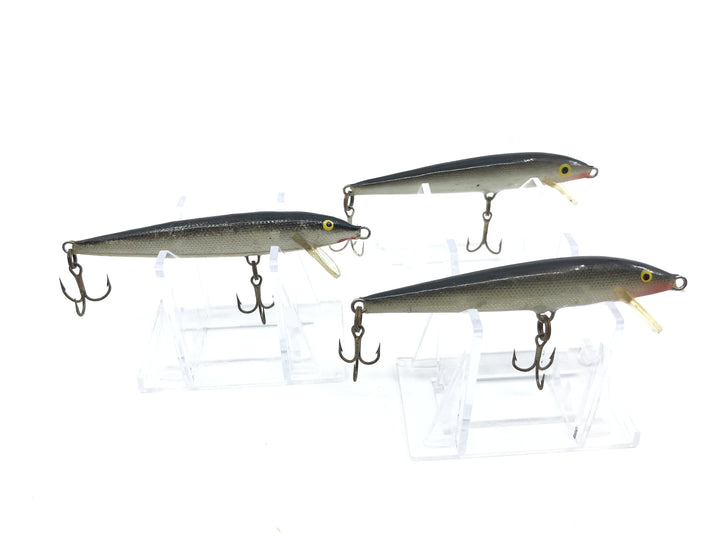 Three Rapala Floating Minnow Black and Silver