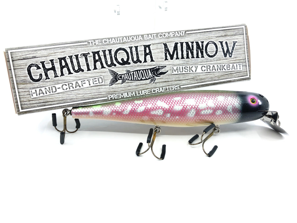 Chautauqua 8" Minnow Musky Lure Custom "Pink Eye" Color