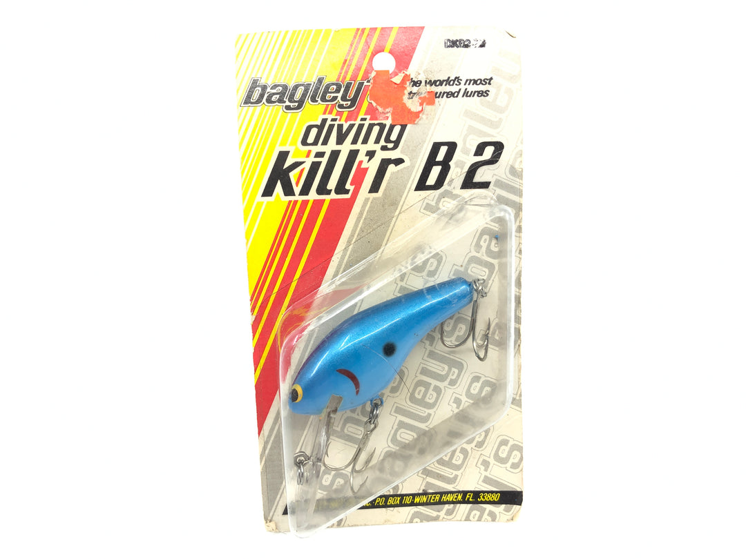 Bagley Diving Kill'r B2 DKB2-77 Blue on Blue Color New on Card Old Stock Florida Bait