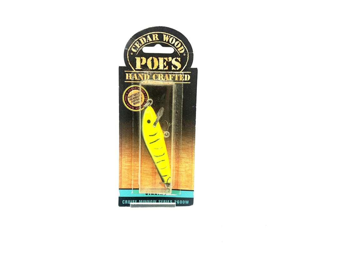 Poe's Cruise Minnow Series 2600W, Chartreuse Tiger Color on Card