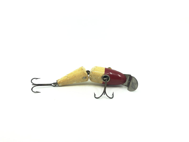 Creek Chub 2700 Baby Jointed Pikie Minnow in Red White Color Wooden Lure Glass Eyes