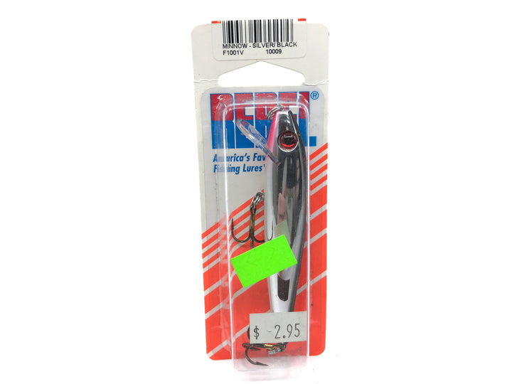 Rebel Minnow Black Back Silver Body Color New on Card Old Stock