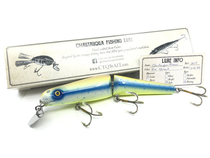 Jointed Chautauqua 8" Minnow Musky Lure Blue Streak 2017 Color