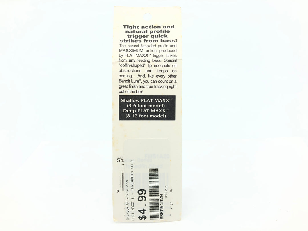 Bandit Flat Maxx Shallow Series FMS1A20 Threadfin Shad Color New on Card