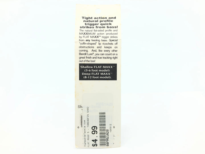 Bandit Flat Maxx Shallow Series FMS1A20 Threadfin Shad Color New on Card