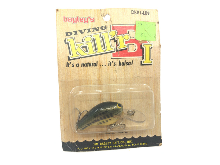 Bagley Diving Kill'r B1 DKB1-LB9 Little Bass on Chartreuse Color New on Card Old Stock