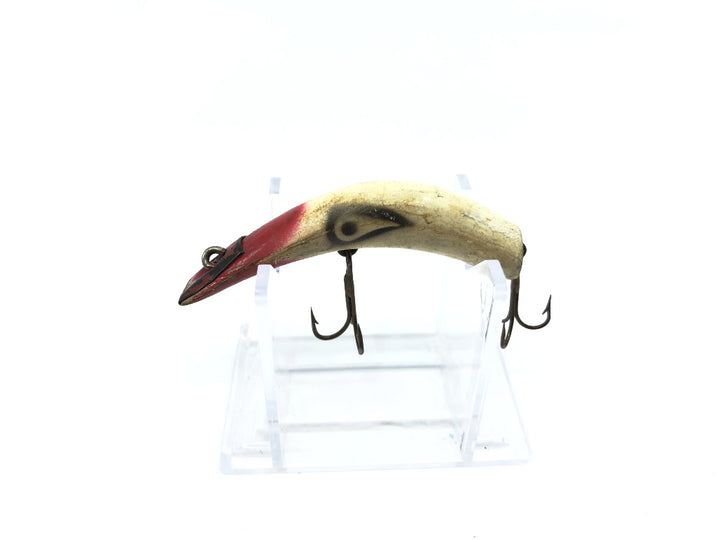 Vintage Kautzky Wooden Lazy Ike 2 White and Red Color Lure