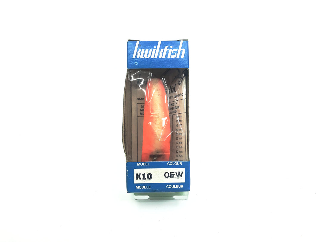 Pre Luhr-Jensen Kwikfish K10 OFW Orange Fluorescent White Color New in Box Old Stock
