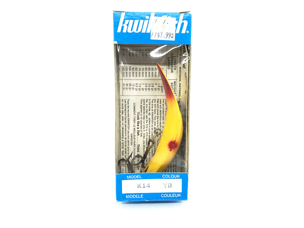 Kwikfish K14 YB Yellow Black Stripe Color New in Box Old Stock