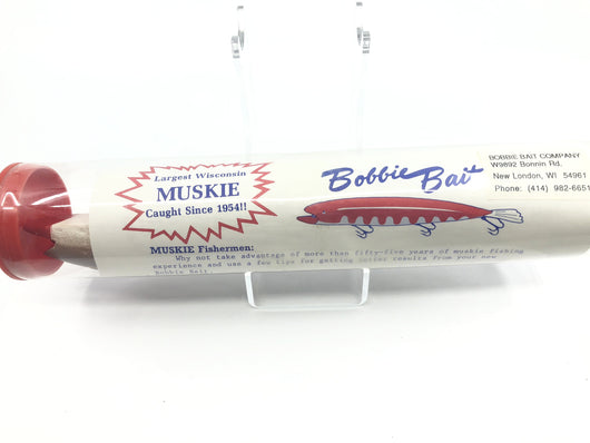 Vintage Bobbie Bait Musky Lure New in Tube Brown and White Color