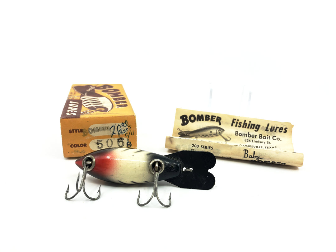 Vintage Wooden Bomber 506 White/ Black Ribs Color with Older Two Piece Box