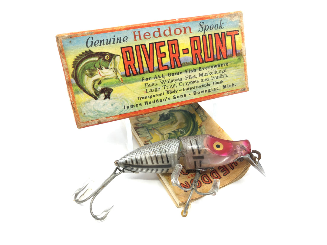 Heddon Jointed River Runt 9330 XRS Silver Shore Minnow Color with Box and Catalog
