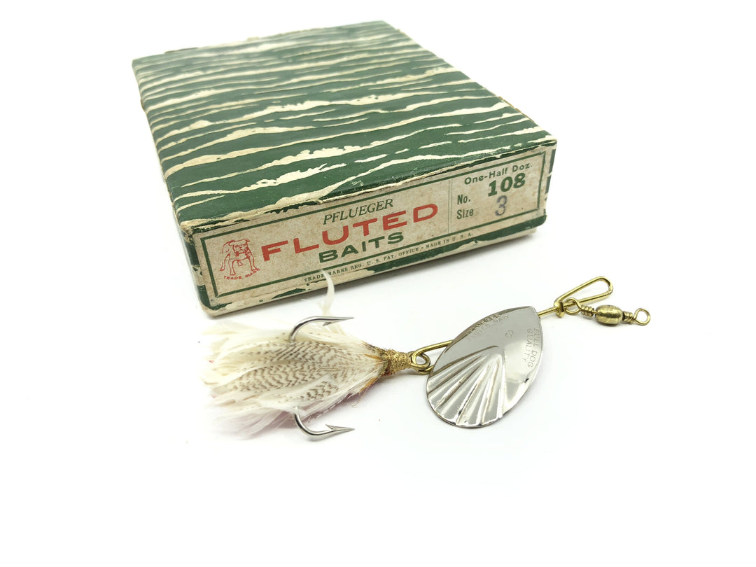 Pflueger Fluted Spinner Size 3 Vintage Dealer box of Six Lures