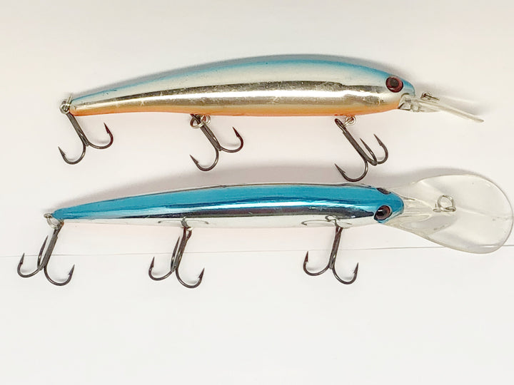 Two Large Unmarked Blue and Orange