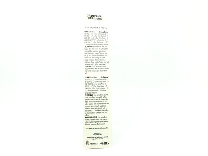 Smithwick Deep Suspending Rattlin' Rogue Silver Black Back Blue Eyes Color New on Card
