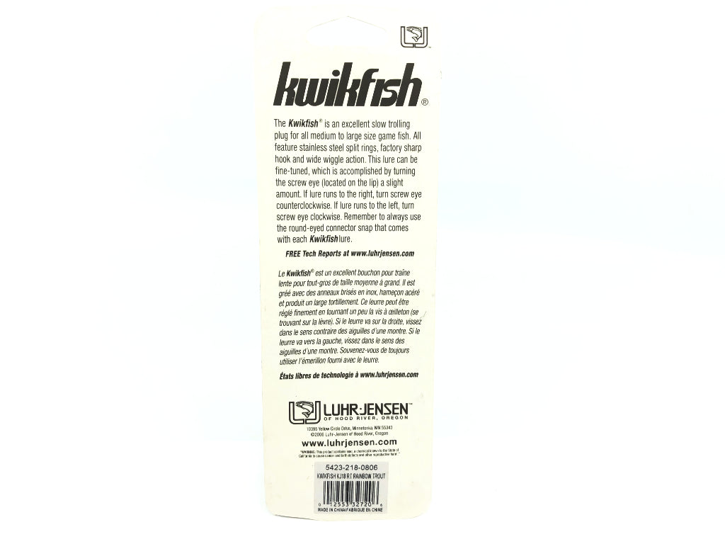 Luhr-Jensen Kwikfish K18J Jointed RT Rainbow Trout Color New on Card Old Stock