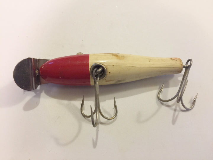 Creek Chub Baby Pikie Wooden with Glass Eyes Red White
