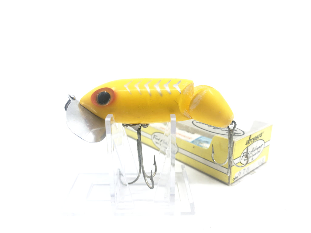 Arbogast Big Jointed Jitterbug Yellow with Silver Stripes Color with Box and Paperwork