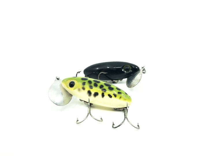 Two Arbogast Jitterbug Frog/Black Colors