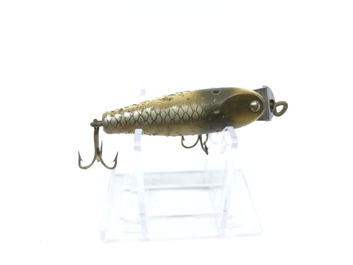 Creek Chub Wooden Spinning Pikie 9300 Silver Flash Color 9318 Bottom Stencil
