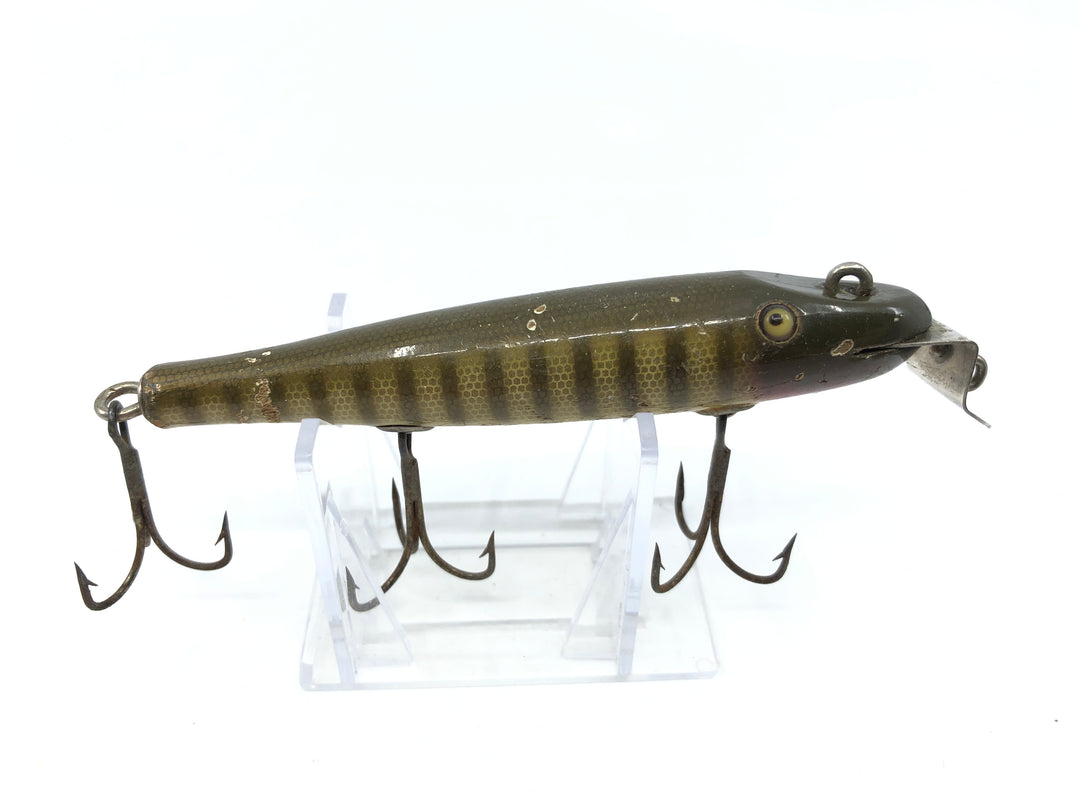 Vintage Creek Chub 700 Pikie Minnow Glass Eyes Double Line Tie Pikie Color Wooden Lure