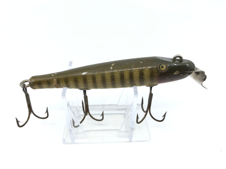 Vintage Creek Chub 700 Pikie Minnow Glass Eyes Double Line Tie Pikie Color Wooden Lure