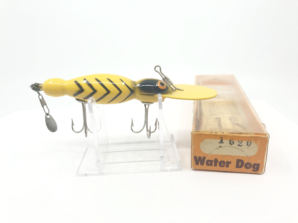 Vintage Wooden Bomber Water Dog 1620 Yellow Black Ribs