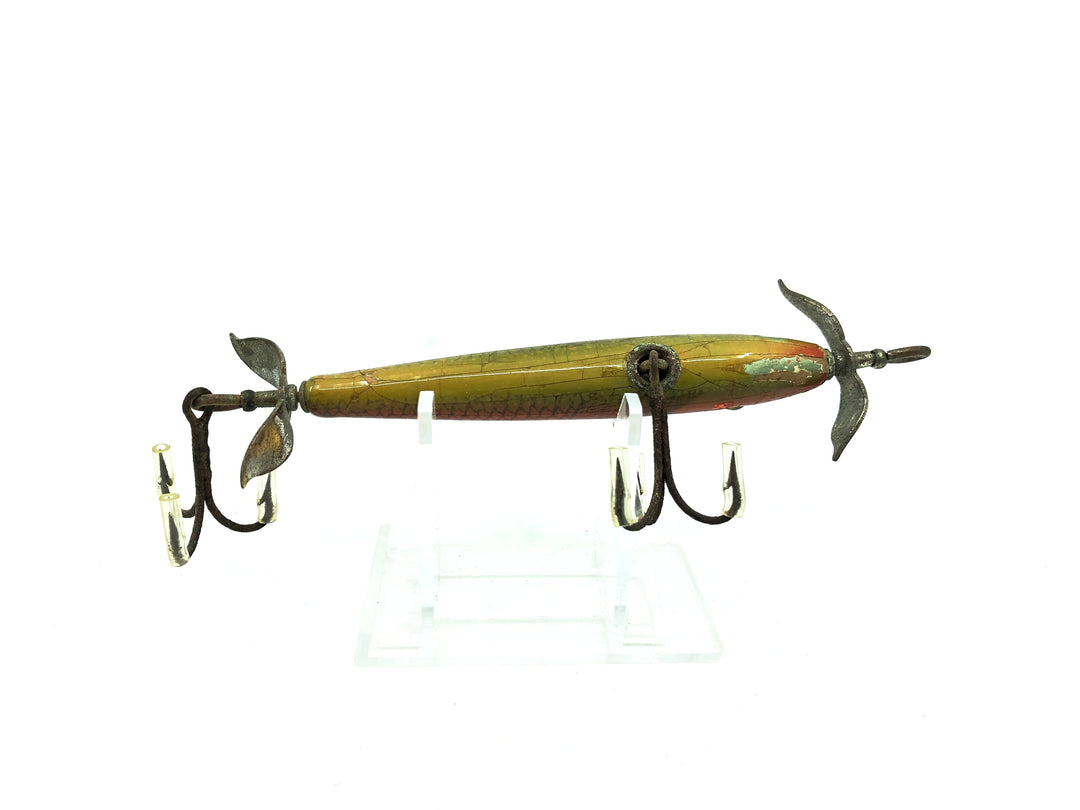 Shakespeare Slim Jim Vintage Wooden Lure, Photo Finish Yellow Perch Color