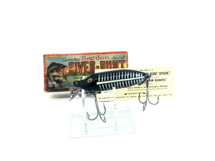 Heddon River Runt Spook Floater 9400-XBW Black Shore Minnow Color with Box