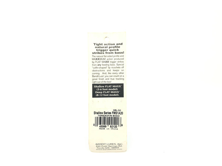 Bandit Flat Maxx Shallow Series FMS1A20 Threadfin Shad Color New on Card