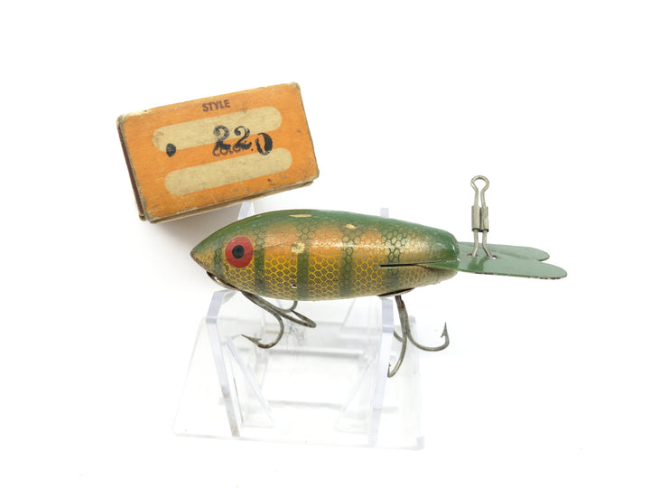 Vintage Wooden Bomber Lure with Box Perch Color