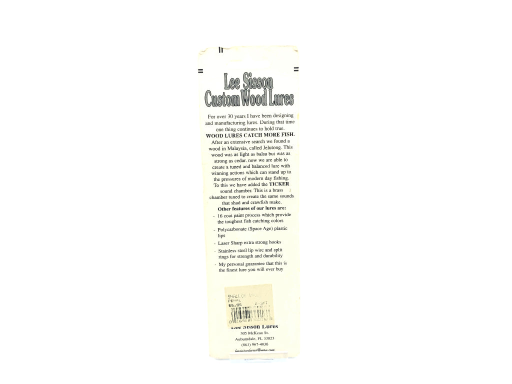 Lee Sisson Shallow Woody 2 Pearl Color New on Card
