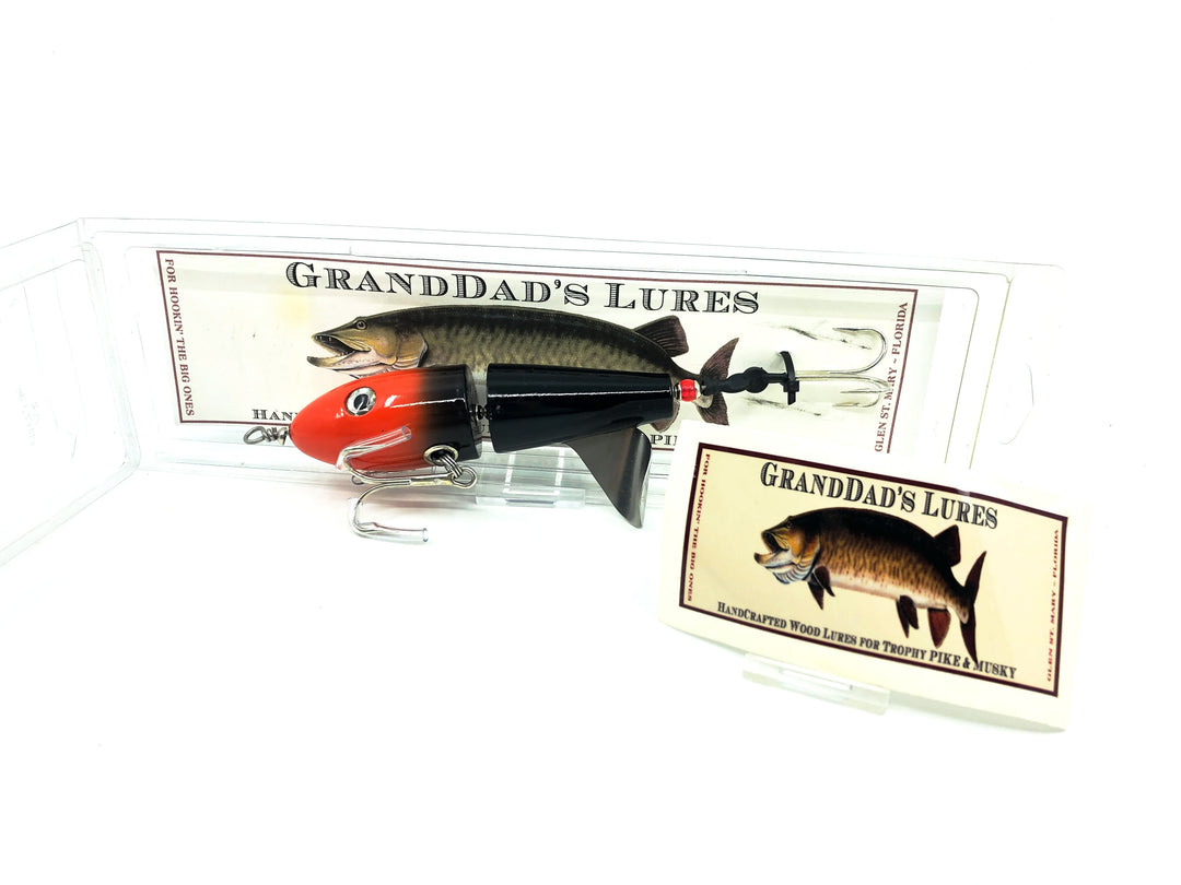 GrandDad's Lure, Musky Plopper, Orange Head/Black Body New on Card