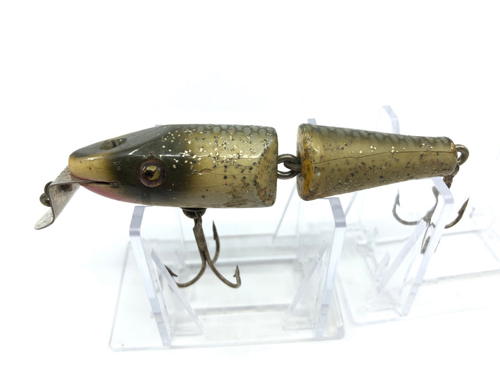 Creek Chub 2700 Baby Jointed Pikie Minnow in Silver Flash Color 2718 Wooden Lure Glass Eyes