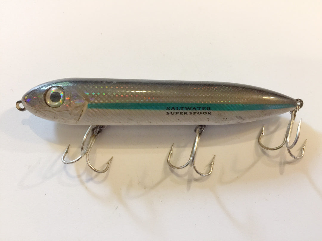 Heddon Saltwater Super Spook Gray with Blue Lateral Line Silver Mullet