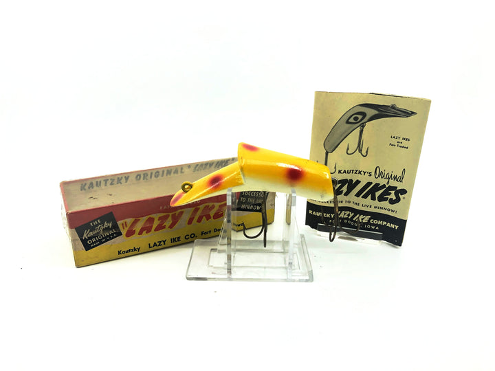 Kautzky Lazy Ike Wooden Top Ike with Box and Paperwork Yellow Spot Color
