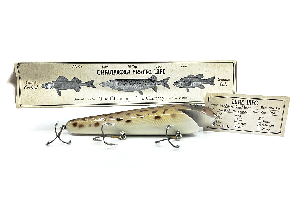 Chautauqua Hardwood Musky Jerkbait in Spotted Hogsucker Color