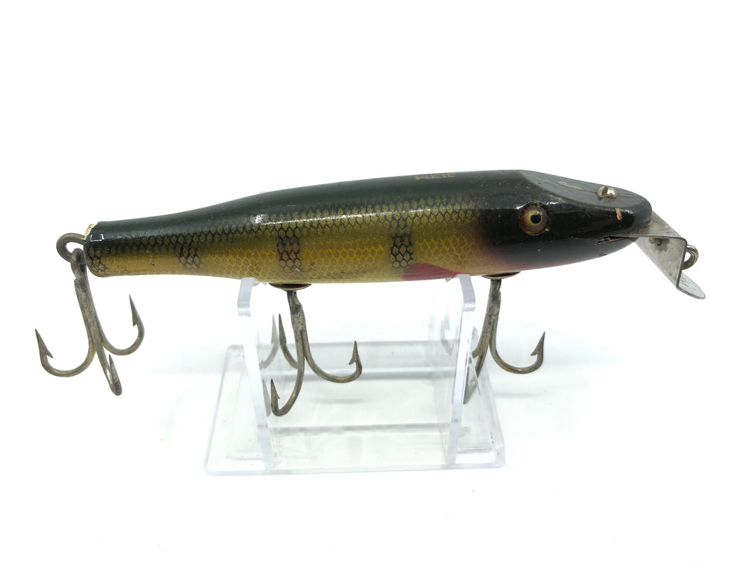 Creek Chub 700 Famous Pikie Minnow in Perch Color 701 Wooden Lure Glass Eyes