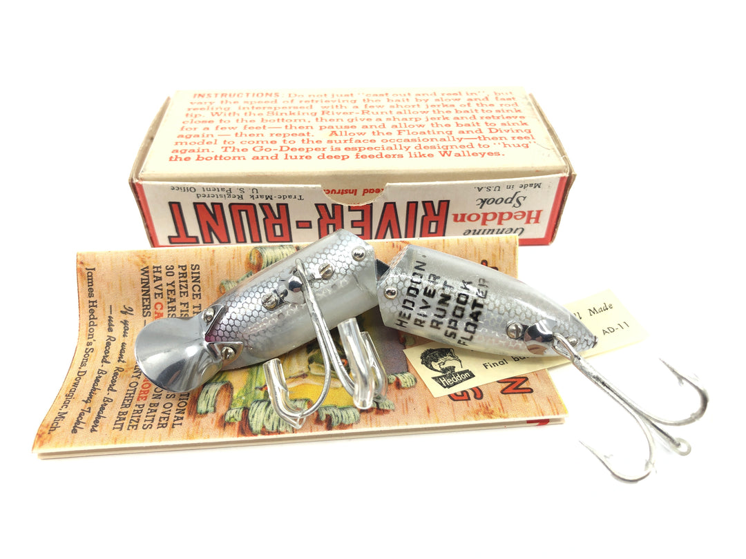 Heddon Jointed Floater River Runt 9430 P Shiner Scale Color with Box and Catalog / Inspection Tag