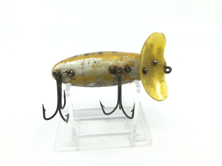 Arbogast Plastic Yellow Lip Jitterbug 1940's WWII Era Perch Scale Color