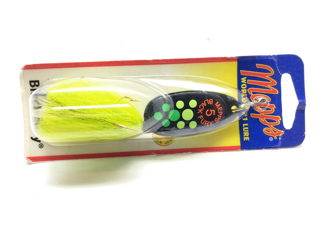 Mepps Black Fury #5 Dressed Chartreuse New on Card Old Stock