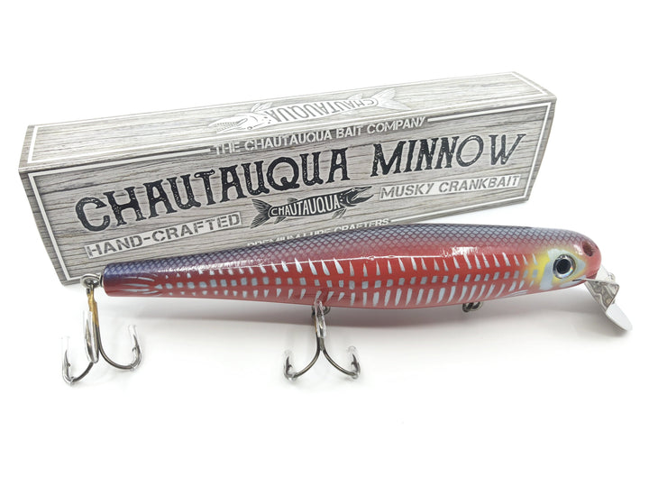 Chautauqua 8" Minnow Musky Lure Special Order Color "Red Shore"