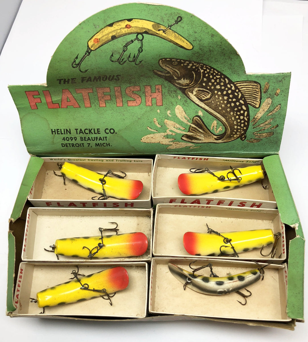 Helin Flatfish Dealer Box of 12 X5 CD Coach Dog Color Lures