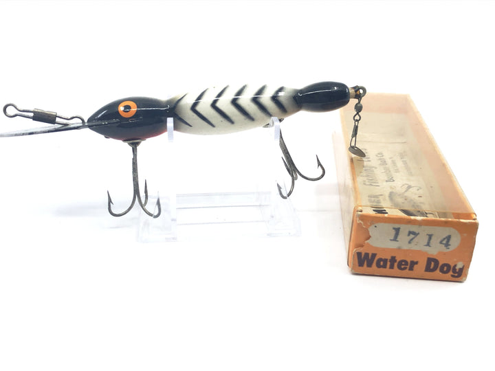 Vintage Wooden Bomber Water Dog 1714 Black/white Ribs Color with Box
